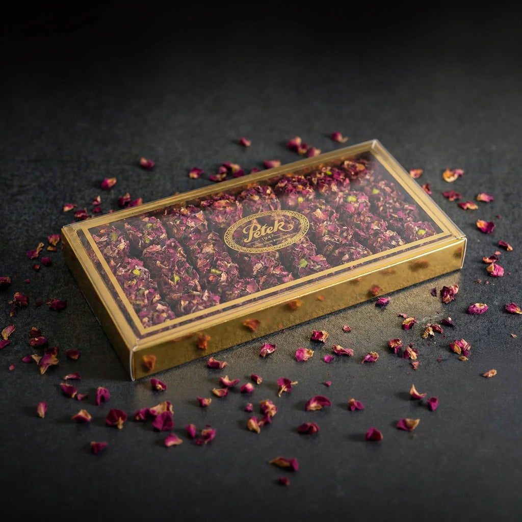 Petek 1942 Turkish Delight with Rose Petals Gourmet Box 550g (19.40 oz) - Exporgin | Türkiye Comes to You